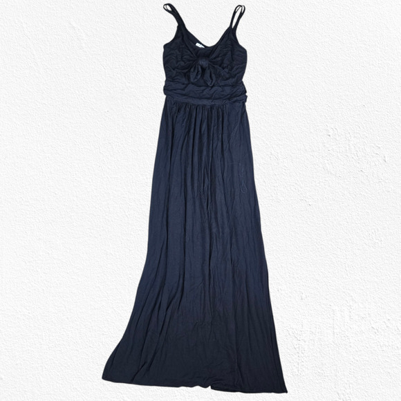 Maurices Black Knotted Front Spaghetti Strap Boho Long Maxi Dress Size Small - Picture 1 of 8